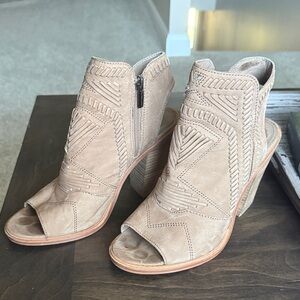 Vince camuto Neutral Taupe Cutout Peep-Toe Booties - Women